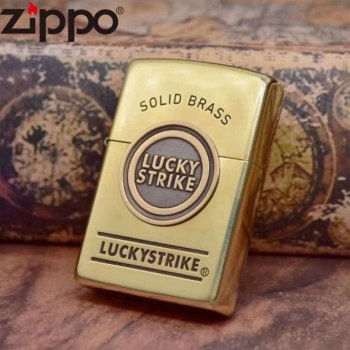 1 Yen Zippo New LUCKY STRIKE Double-Sided Design Zippo Oil Lighter Smoking Goods Gold