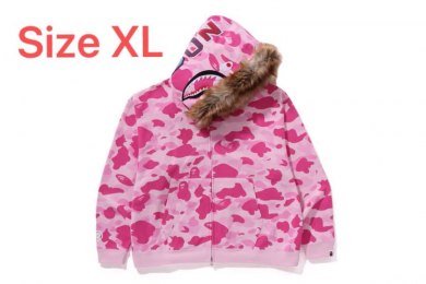 BAPE X Cactus Jack X Don Toliver Faux Fur Shark Zip Hoodie Size XL